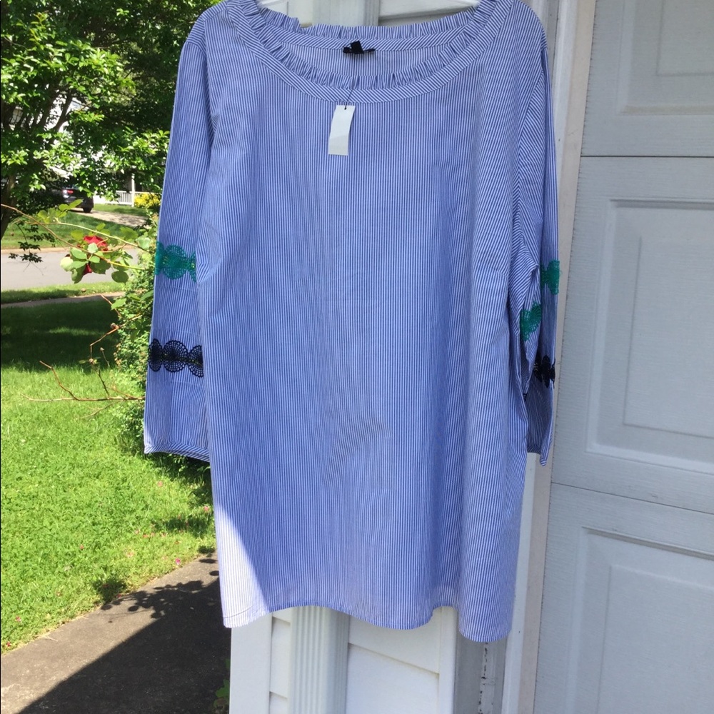 NWT Talbots Pretty Blue White Striped Fun Lace - Picture 4 of 5